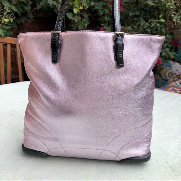 Prada Re edition Mini Tote Bag Purple Silver Nylon Handbag embossed logo - Picture 3 of 9